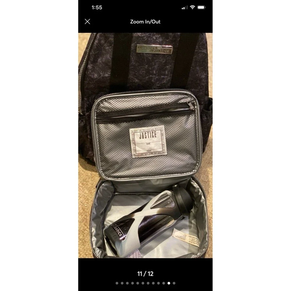 Justice Bookbag Set Collect X Set of 3 Tie Dye Silver lunch box bottle NWOT